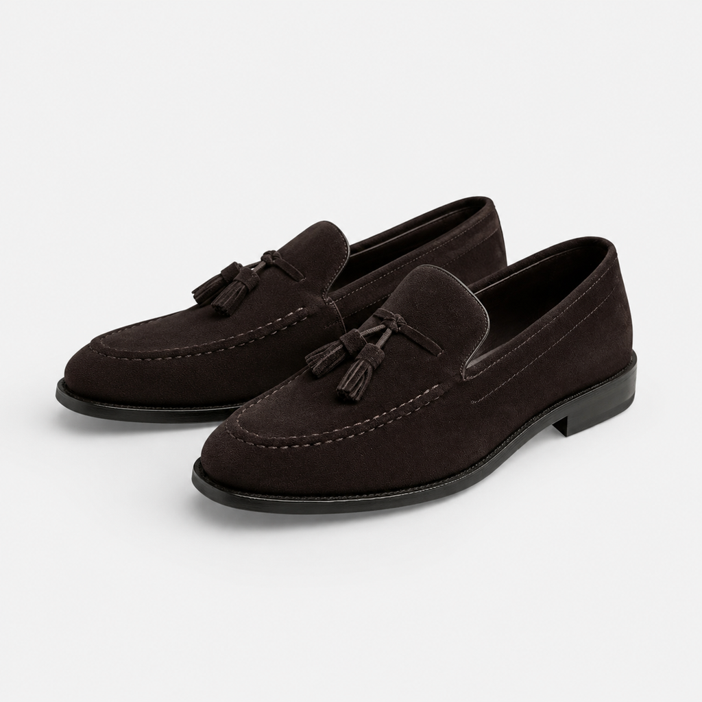 Mocassin Daim Marron Foncé à Glands et Talon Homme | Gabriel
