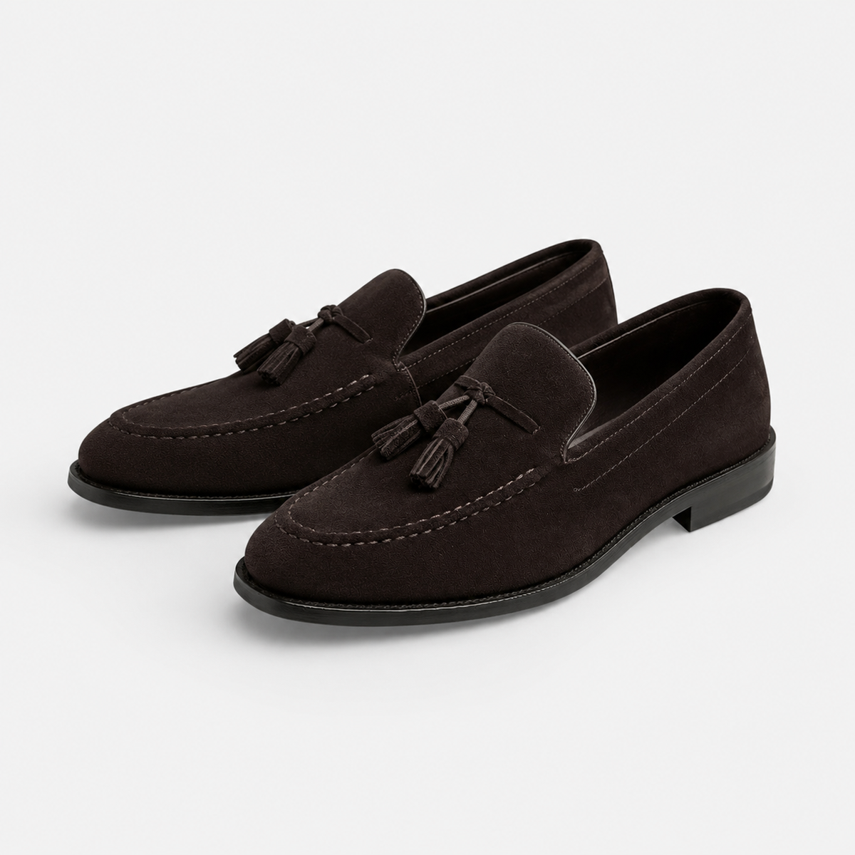 Mocassin Daim Marron Foncé à Glands et Talon Homme | Gabriel