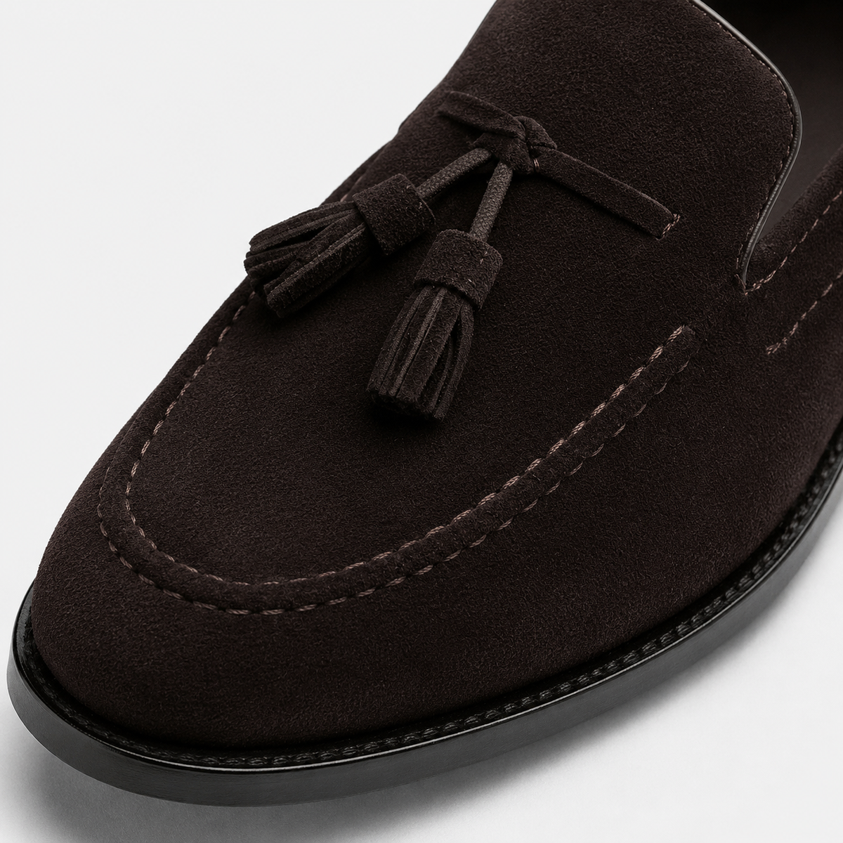 Mocassin Daim Marron Foncé à Glands et Talon Homme | Gabriel