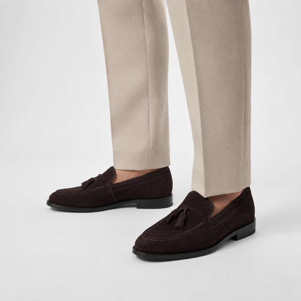 Mocassin Daim Marron Foncé à Glands et Talon Homme | Gabriel
