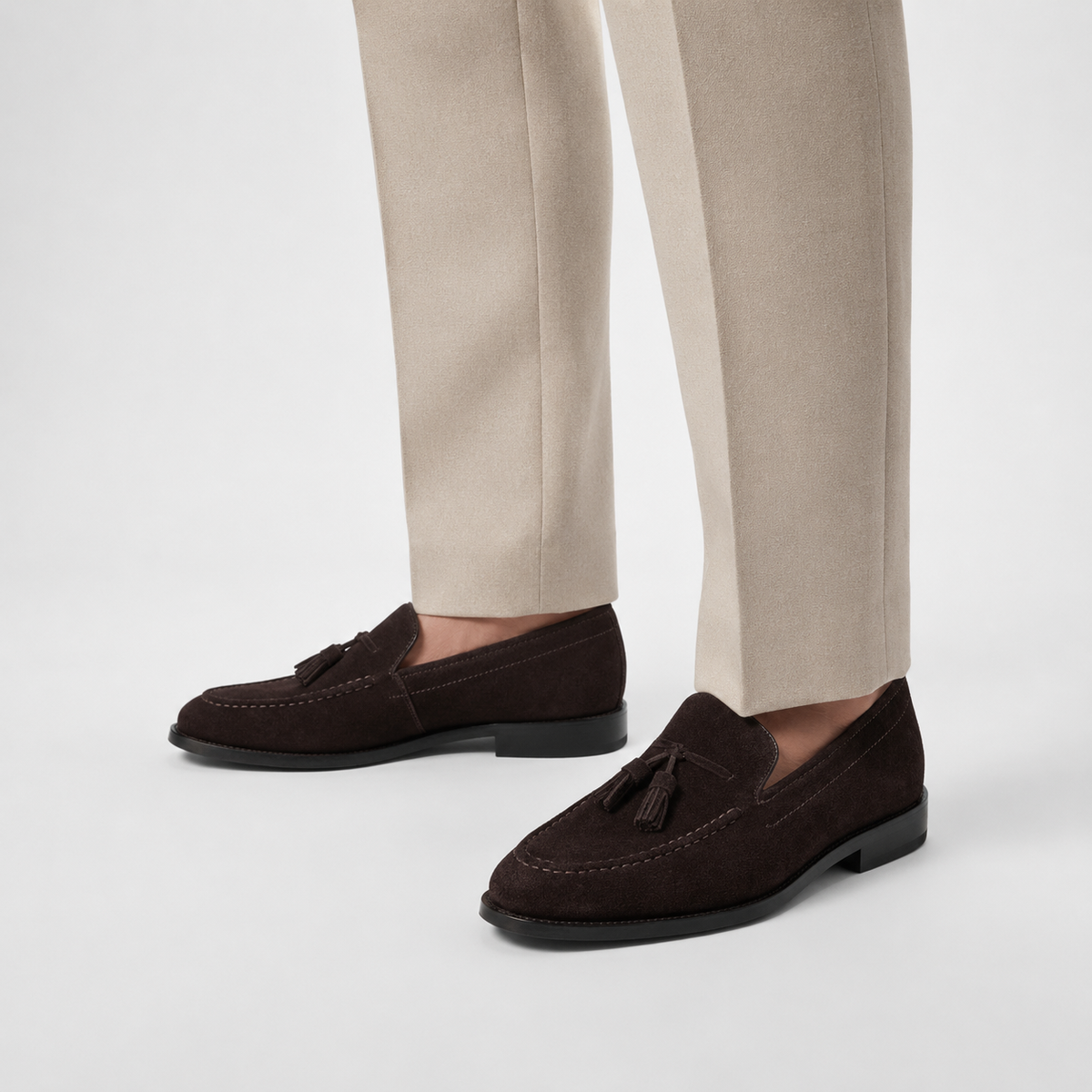 Mocassin Daim Marron Foncé à Glands et Talon Homme | Gabriel
