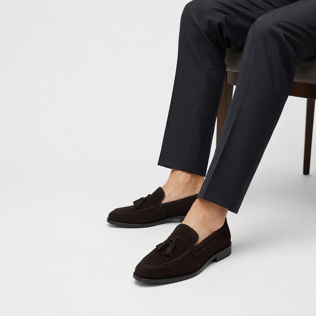 Mocassin Daim Marron Foncé à Glands et Talon Homme | Gabriel