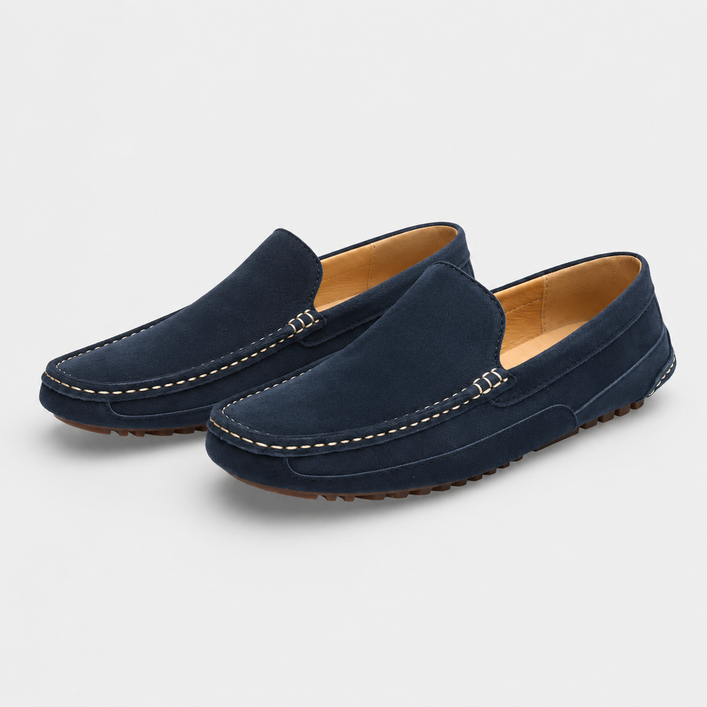 Mocassin Daim Bleu Marine Homme | Bertrand