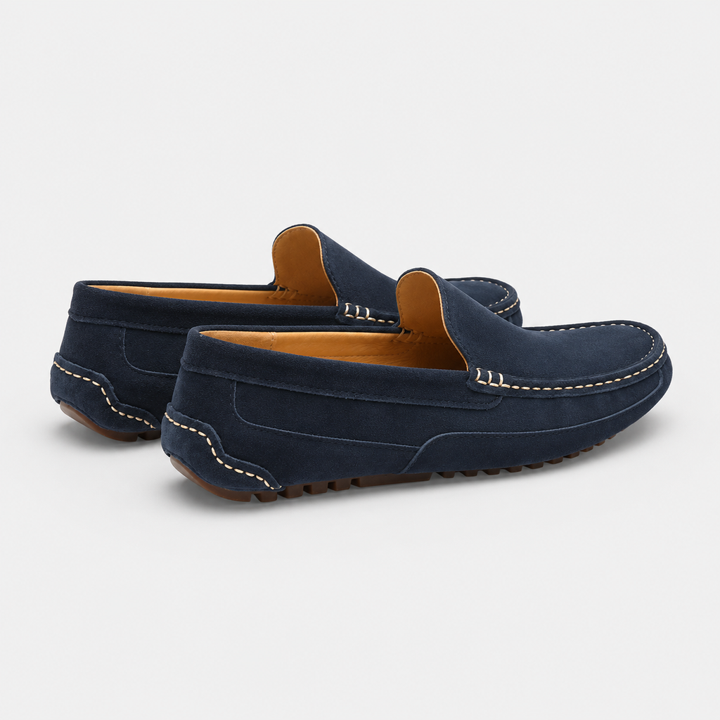 Mocassin Daim Bleu Marine Homme | Bertrand