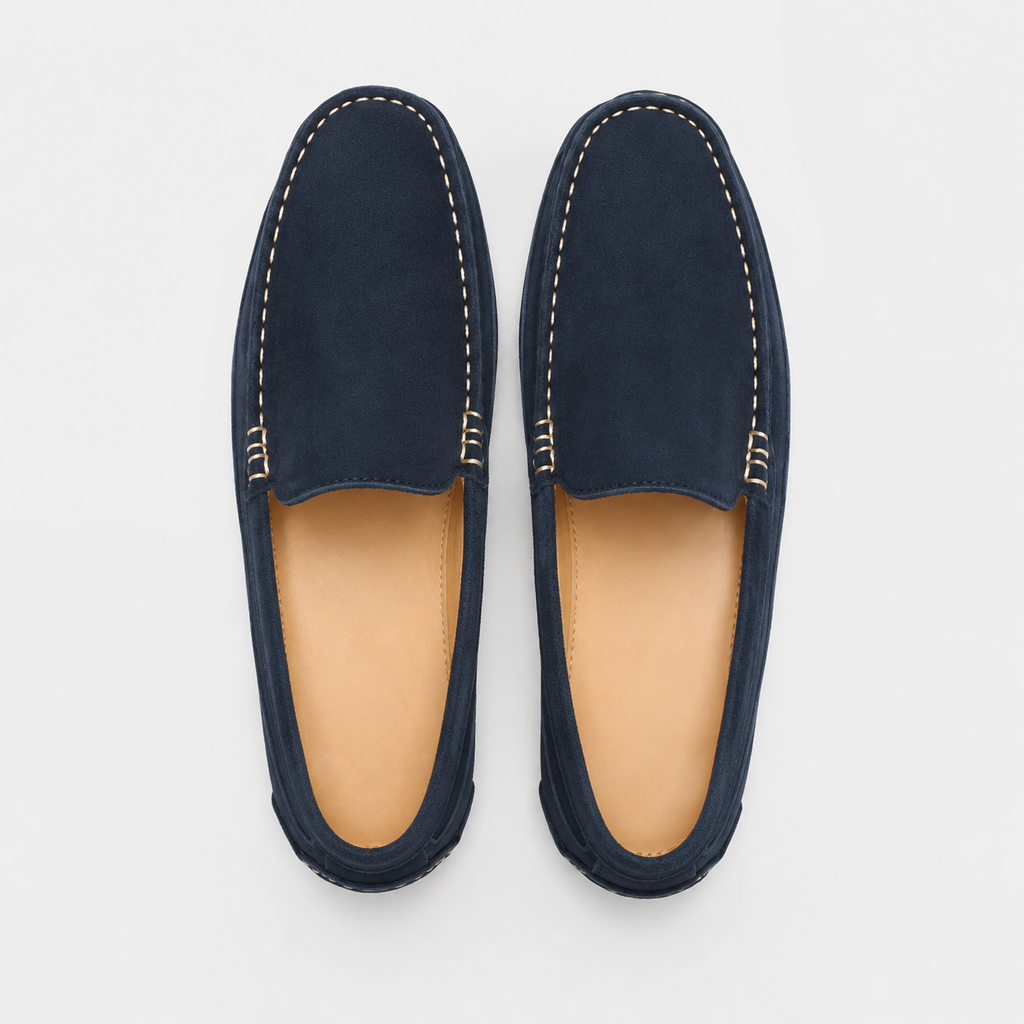 Mocassin Daim Bleu Marine Homme | Bertrand