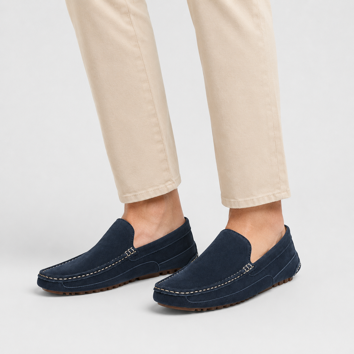 Mocassin Daim Bleu Marine Homme | Bertrand