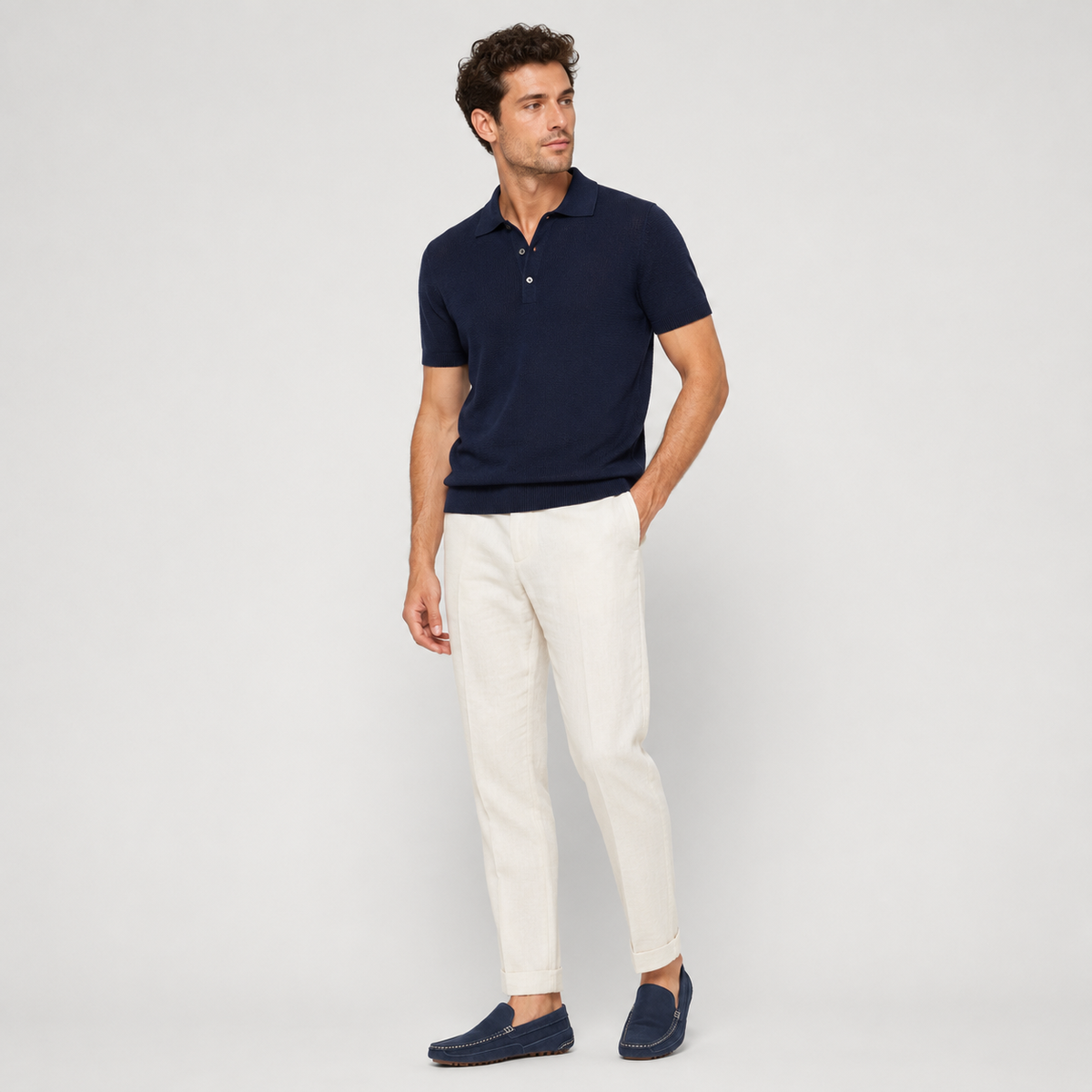 Mocassin Daim Bleu Marine Homme | Bertrand