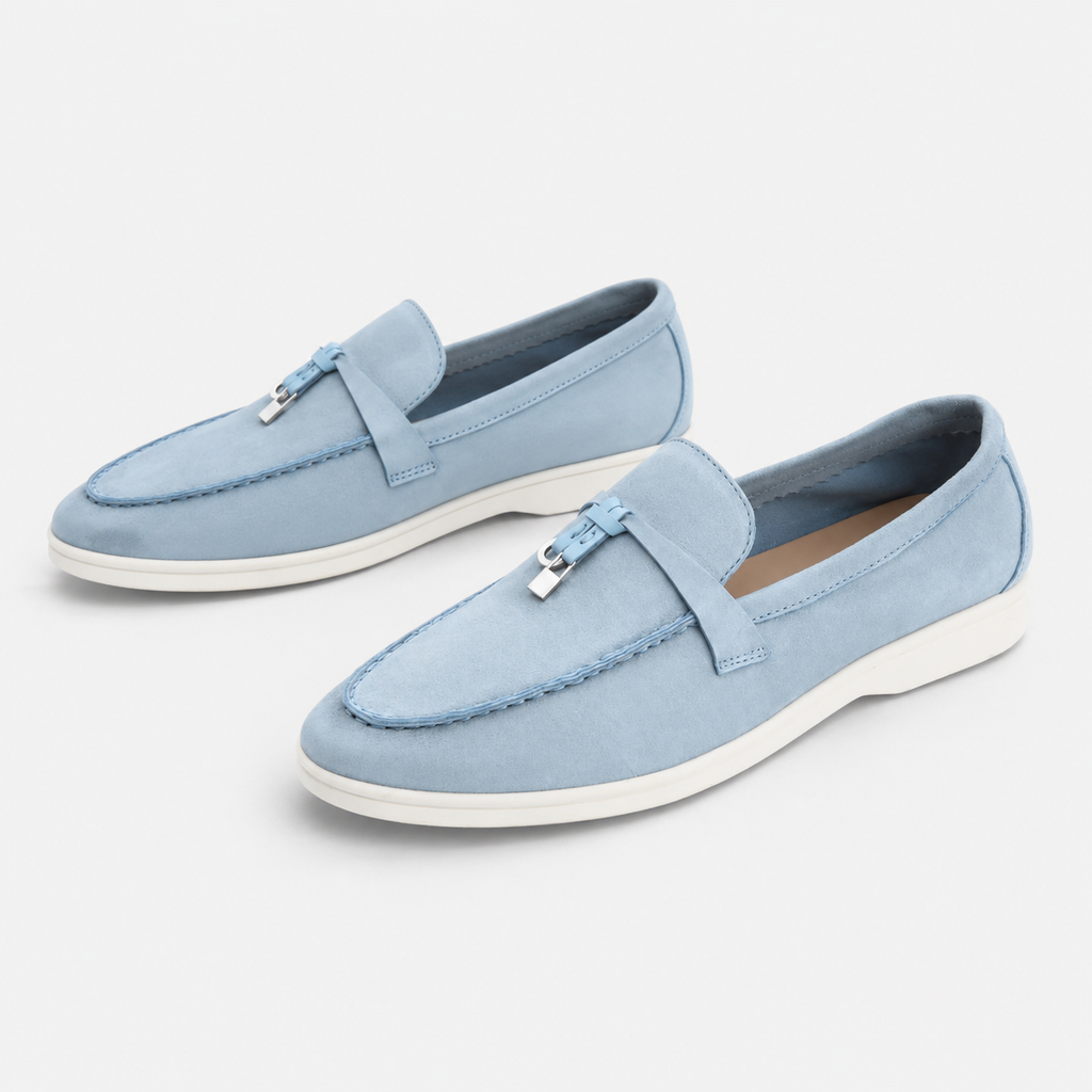 Mocassin Daim Bleu Ciel à Glands | Cyril