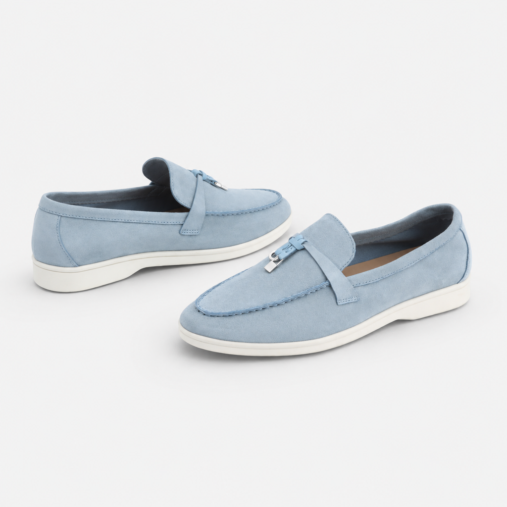 Mocassin Daim Bleu Ciel à Glands | Cyril
