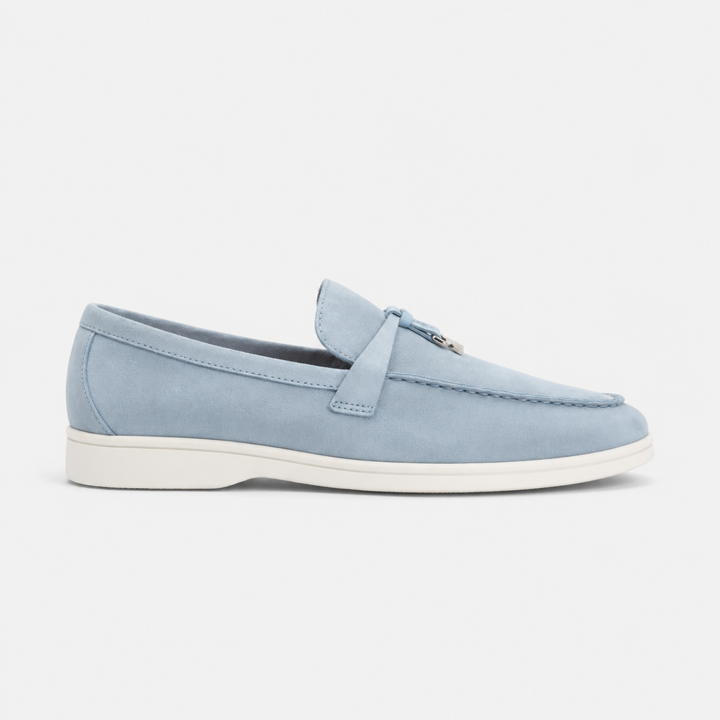 Mocassin Daim Bleu Ciel à Glands | Cyril