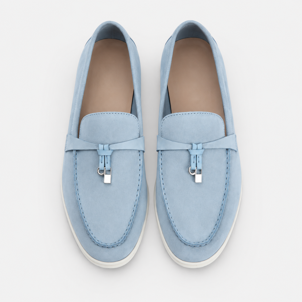 Mocassin Daim Bleu Ciel à Glands | Cyril