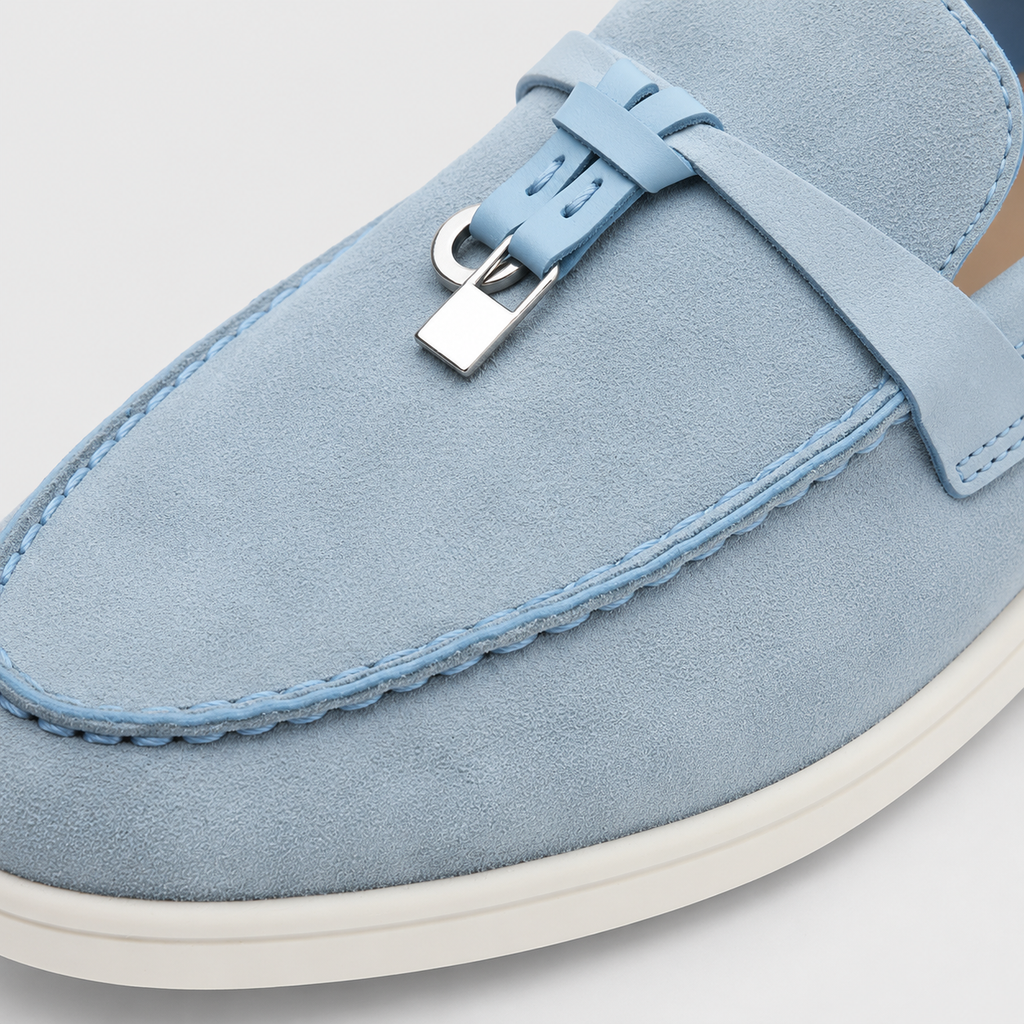 Mocassin Daim Bleu Ciel à Glands | Cyril