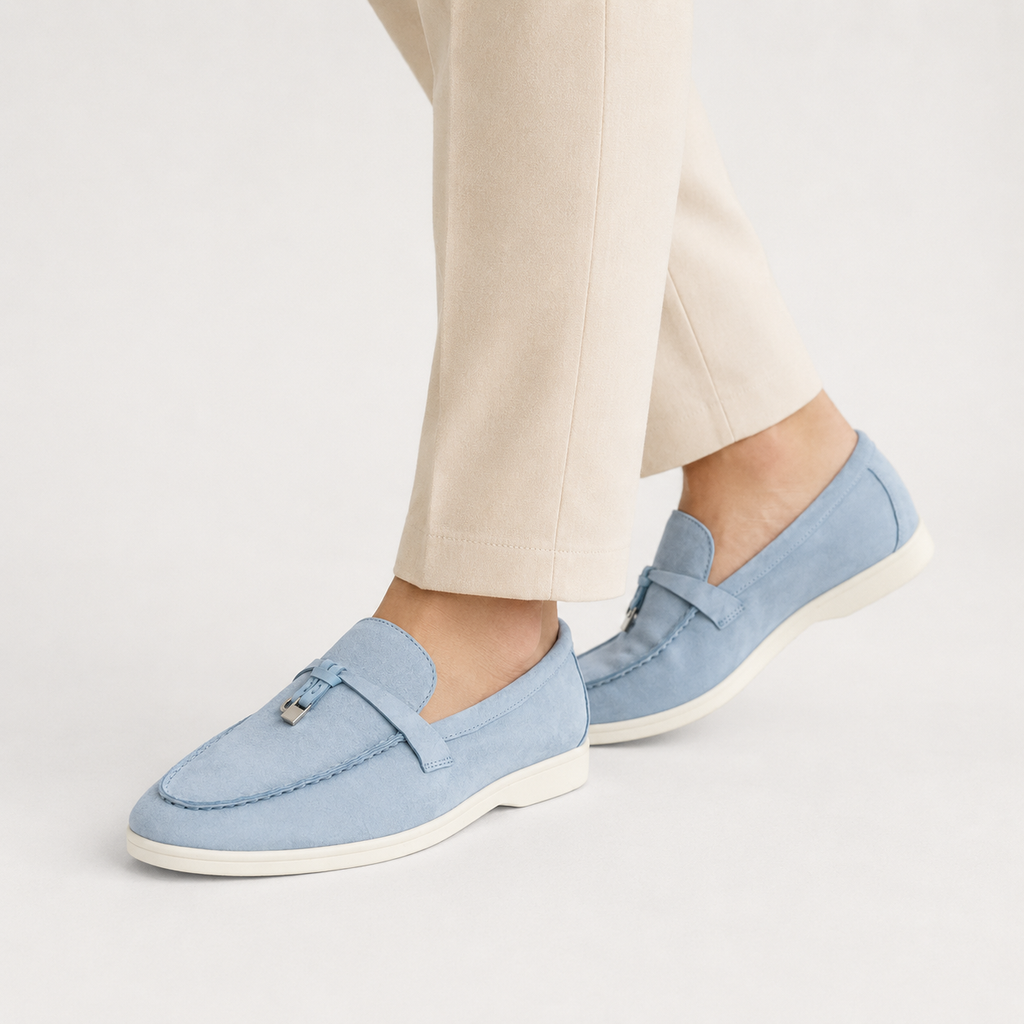 Mocassin Daim Bleu Ciel à Glands | Cyril