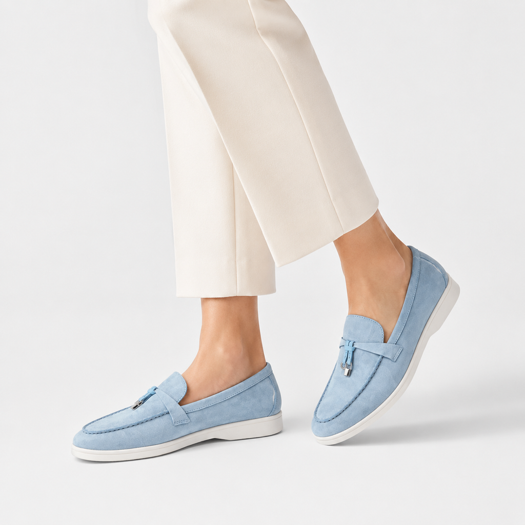 Mocassin Daim Bleu Ciel à Glands | Cyril