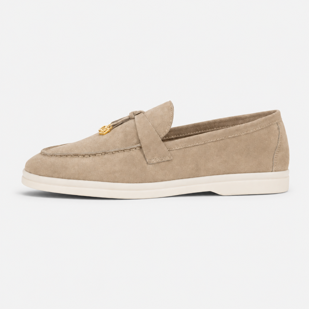 Mocassin Daim Beige Glands Dorés | Laure