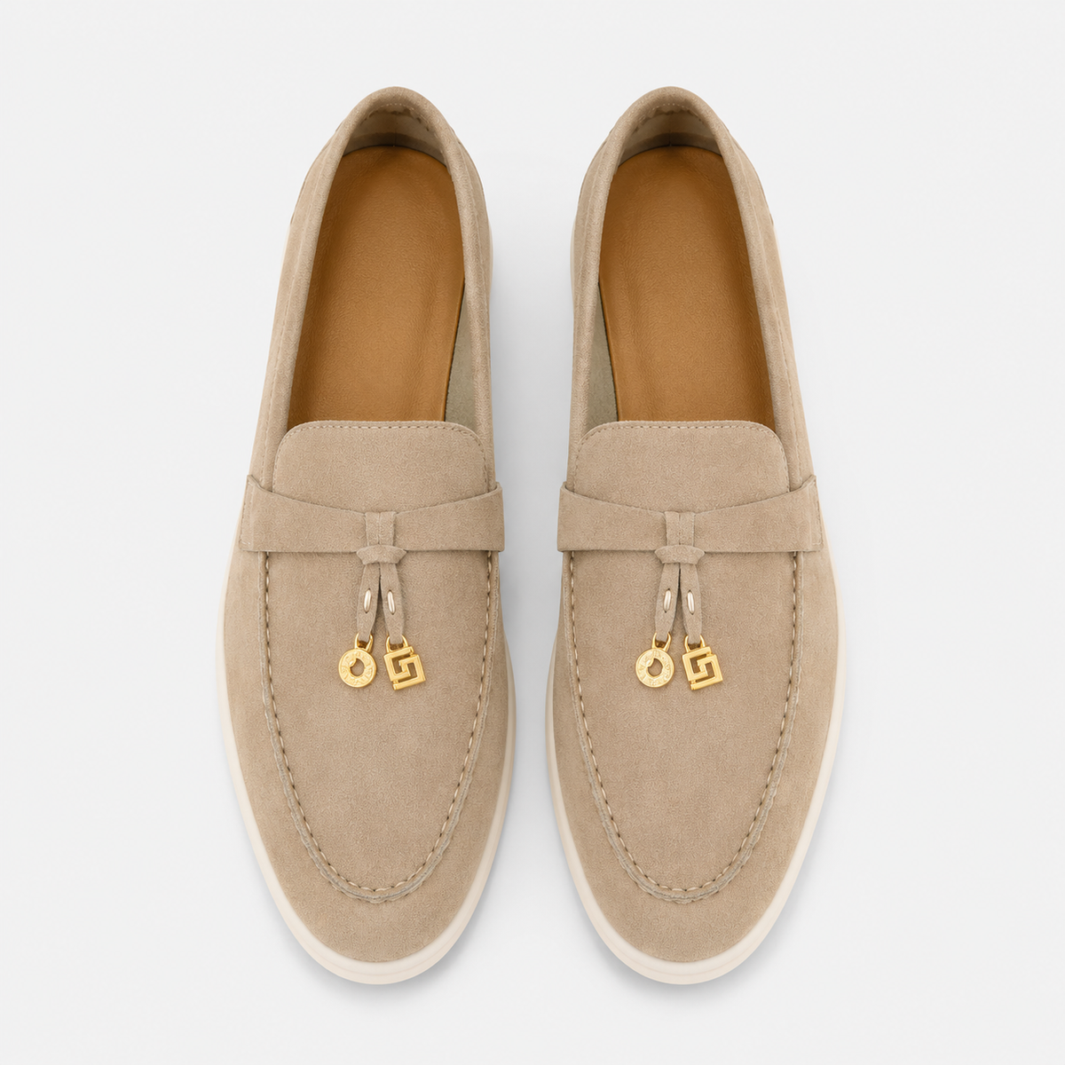 Mocassin Daim Beige Glands Dorés | Laure