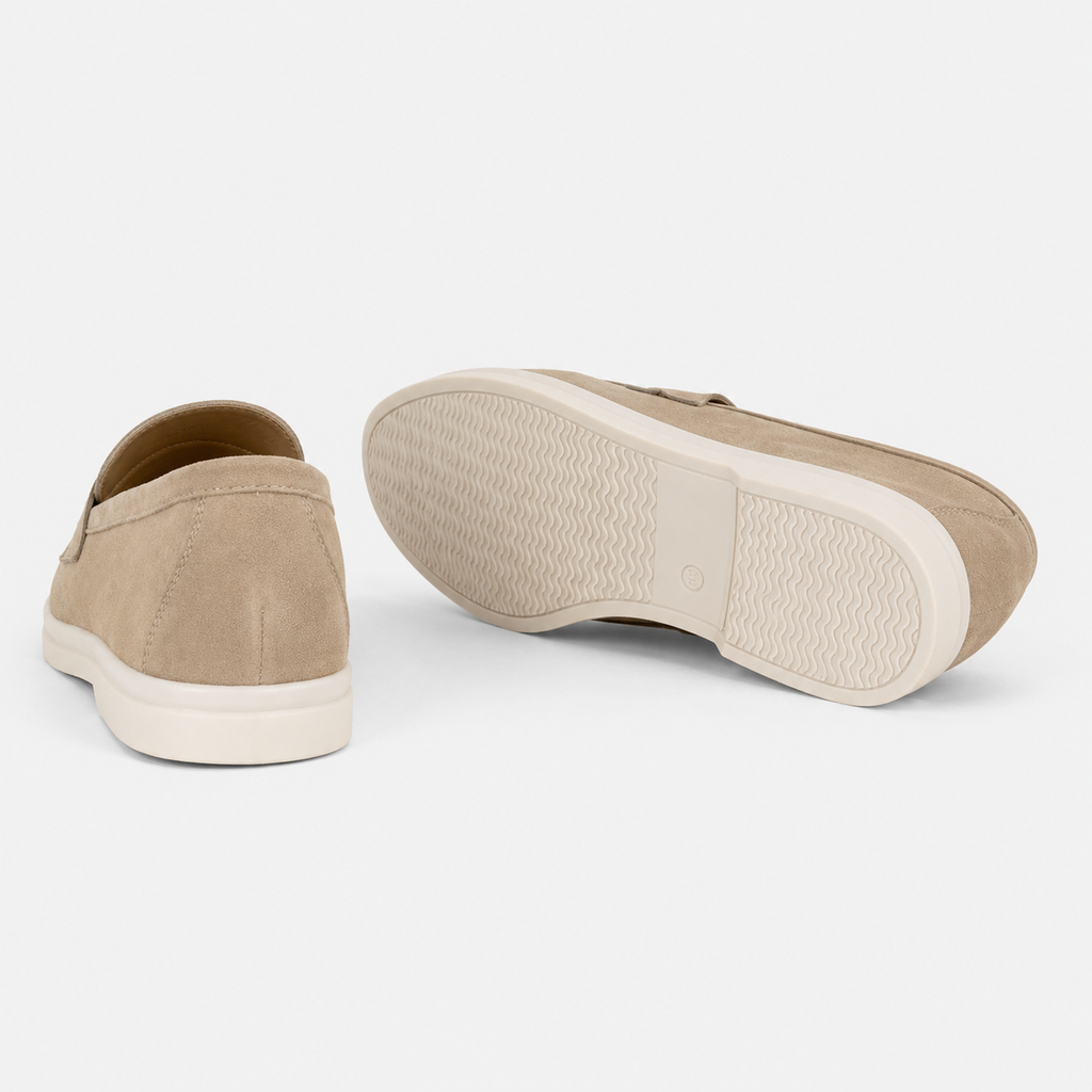 Mocassin Daim Beige Glands Dorés | Laure