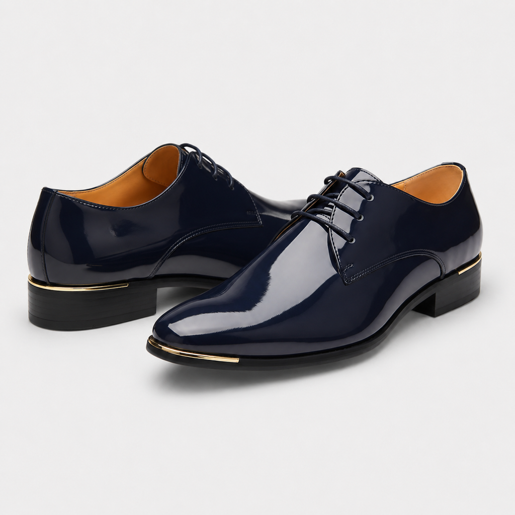 Mocassin Cuir Vernis Bleu Marine Homme | Alexis