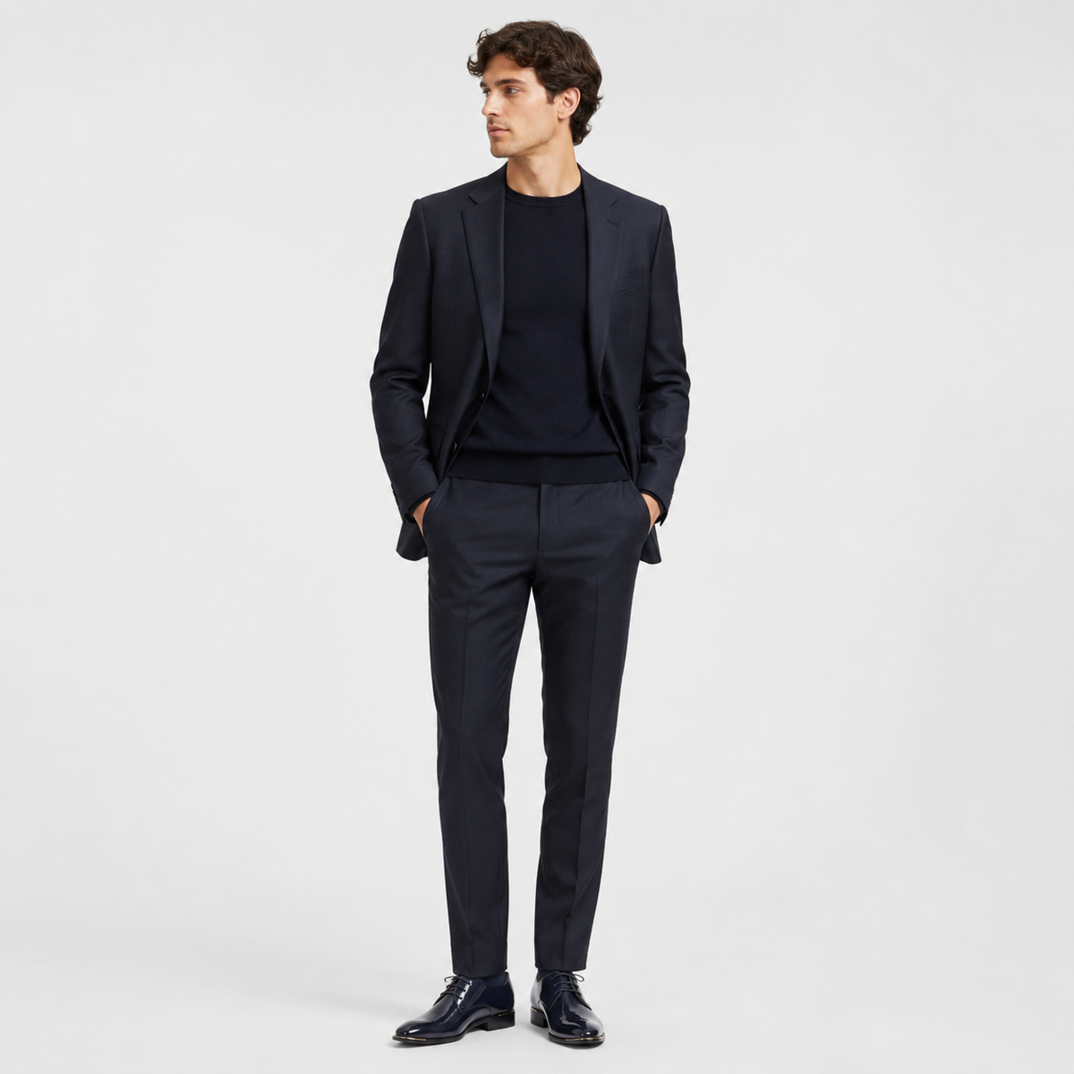 Mocassin Cuir Vernis Bleu Marine Homme | Alexis