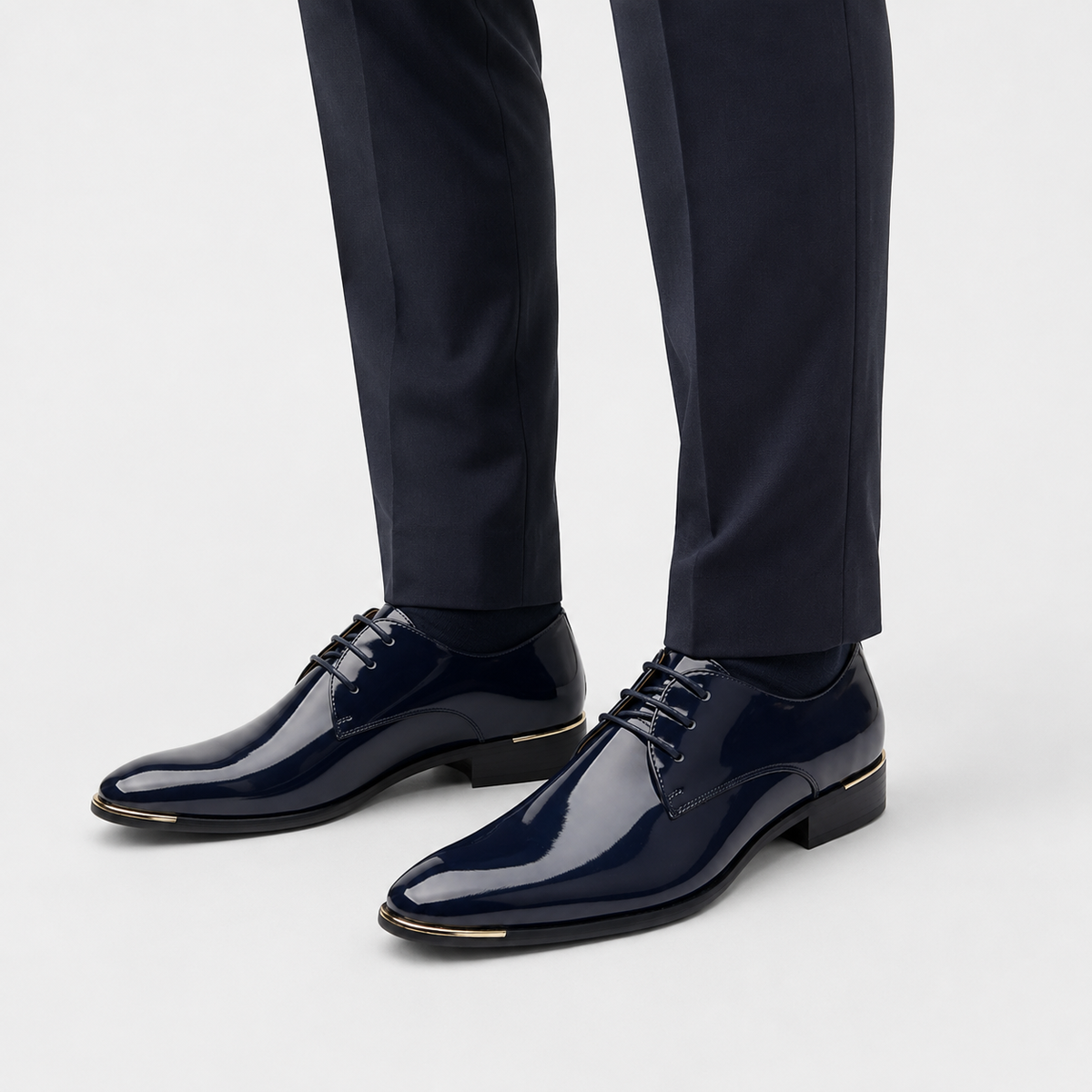 Mocassin Cuir Vernis Bleu Marine Homme | Alexis