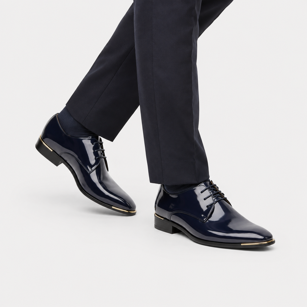 Mocassin Cuir Vernis Bleu Marine Homme | Alexis