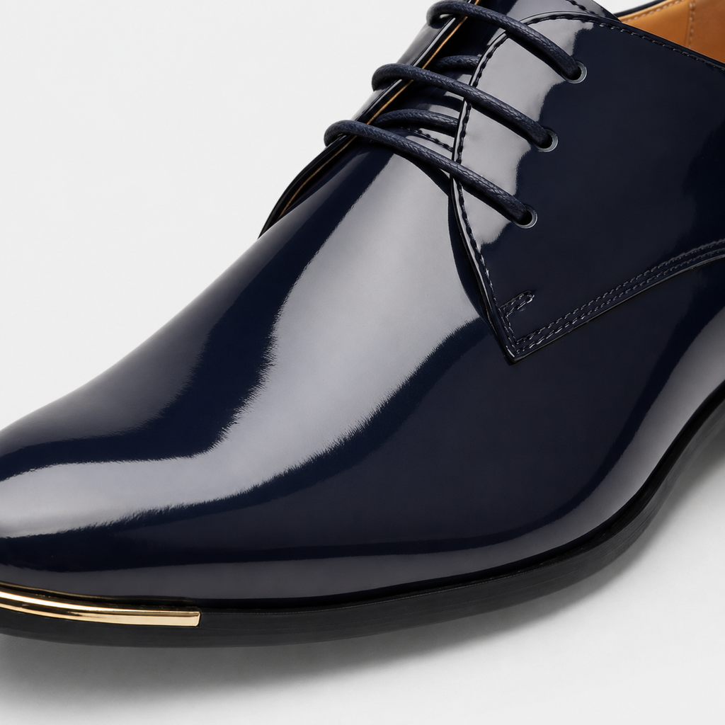 Mocassin Cuir Vernis Bleu Marine Homme | Alexis