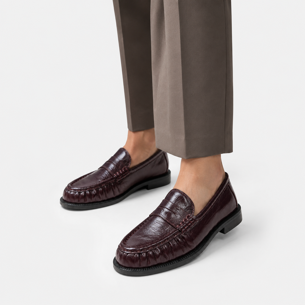 Mocassin Cuir Bordeaux Femme | Barbara
