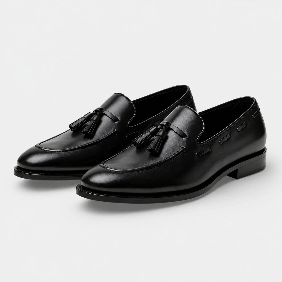 Mocassin Cuir Noir Vernis à Gland pour Homme | Simon