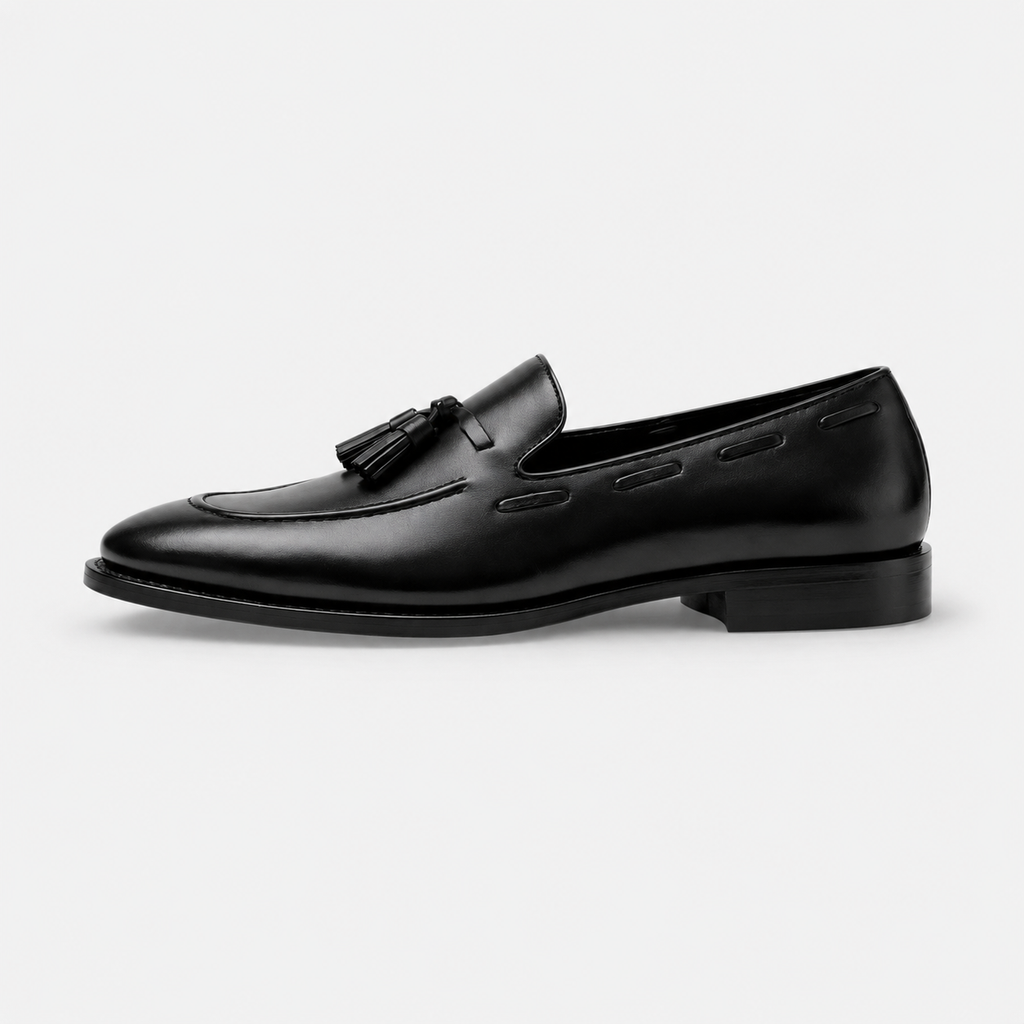 Mocassin Cuir Noir Vernis à Gland pour Homme | Simon