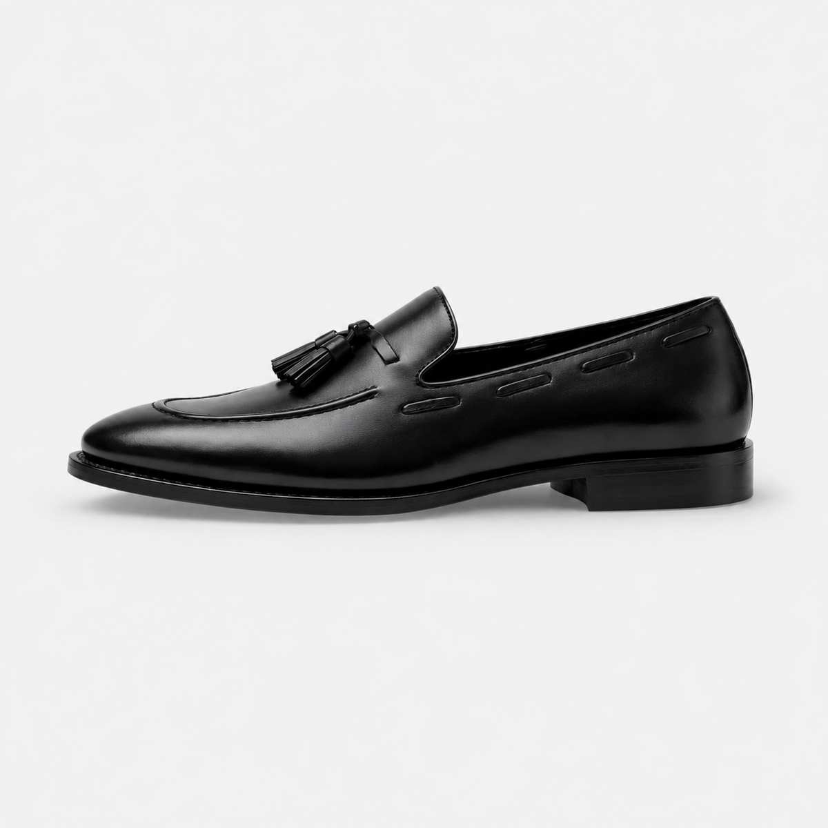 Mocassin Cuir Noir Vernis à Gland pour Homme | Simon