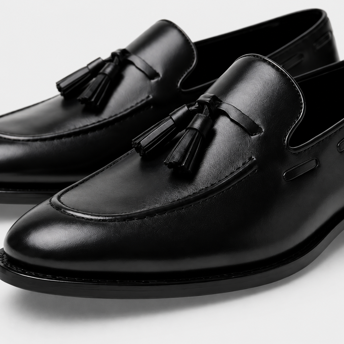 Mocassin Cuir Noir Vernis à Gland pour Homme | Simon