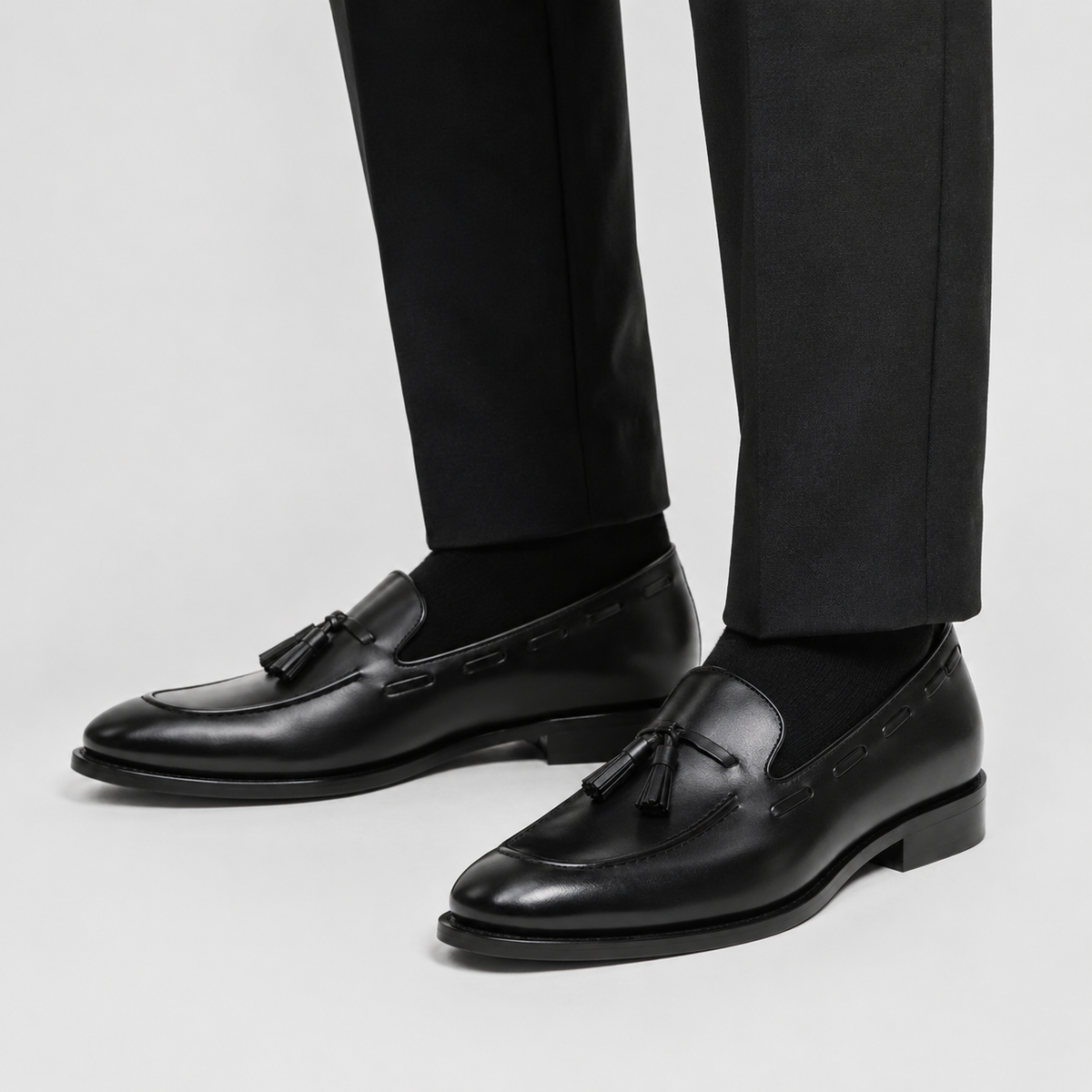 Mocassin Cuir Noir Vernis à Gland pour Homme | Simon