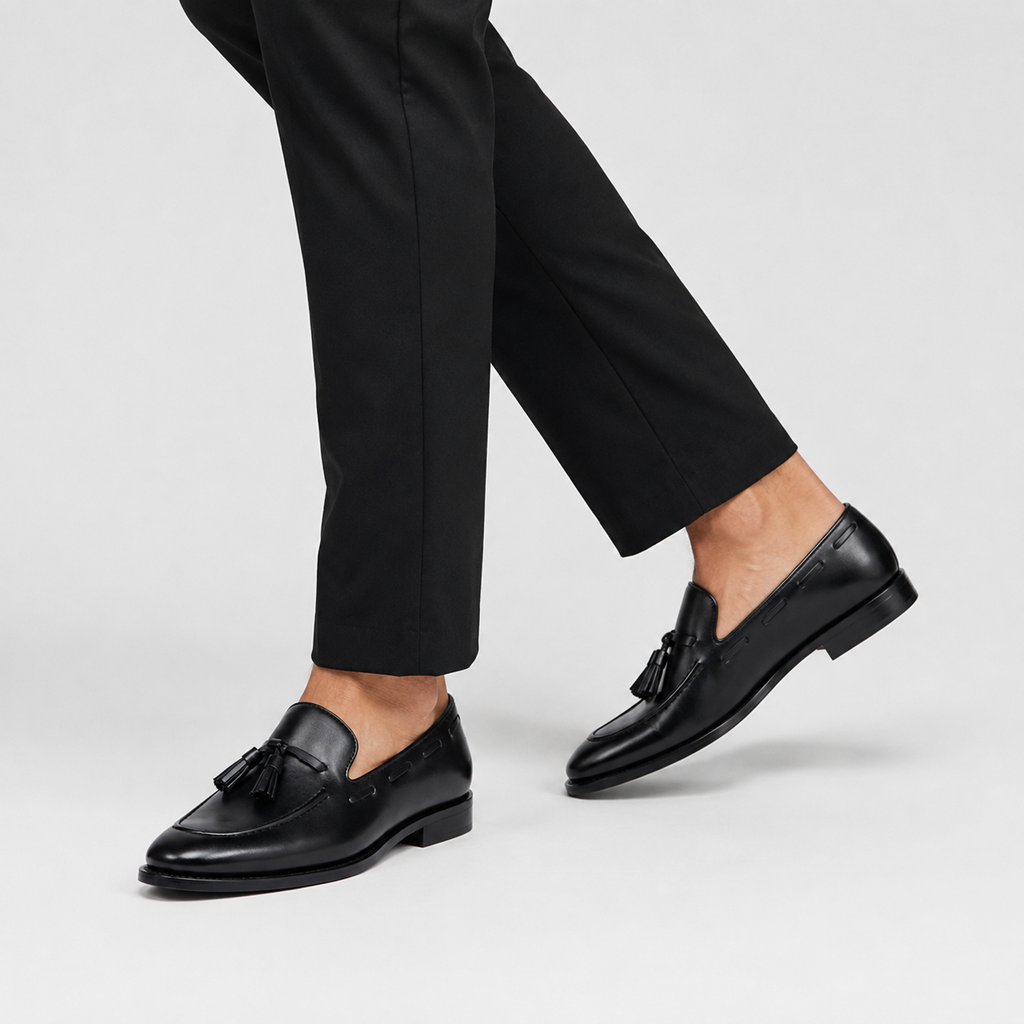 Mocassin Cuir Noir Vernis à Gland pour Homme | Simon