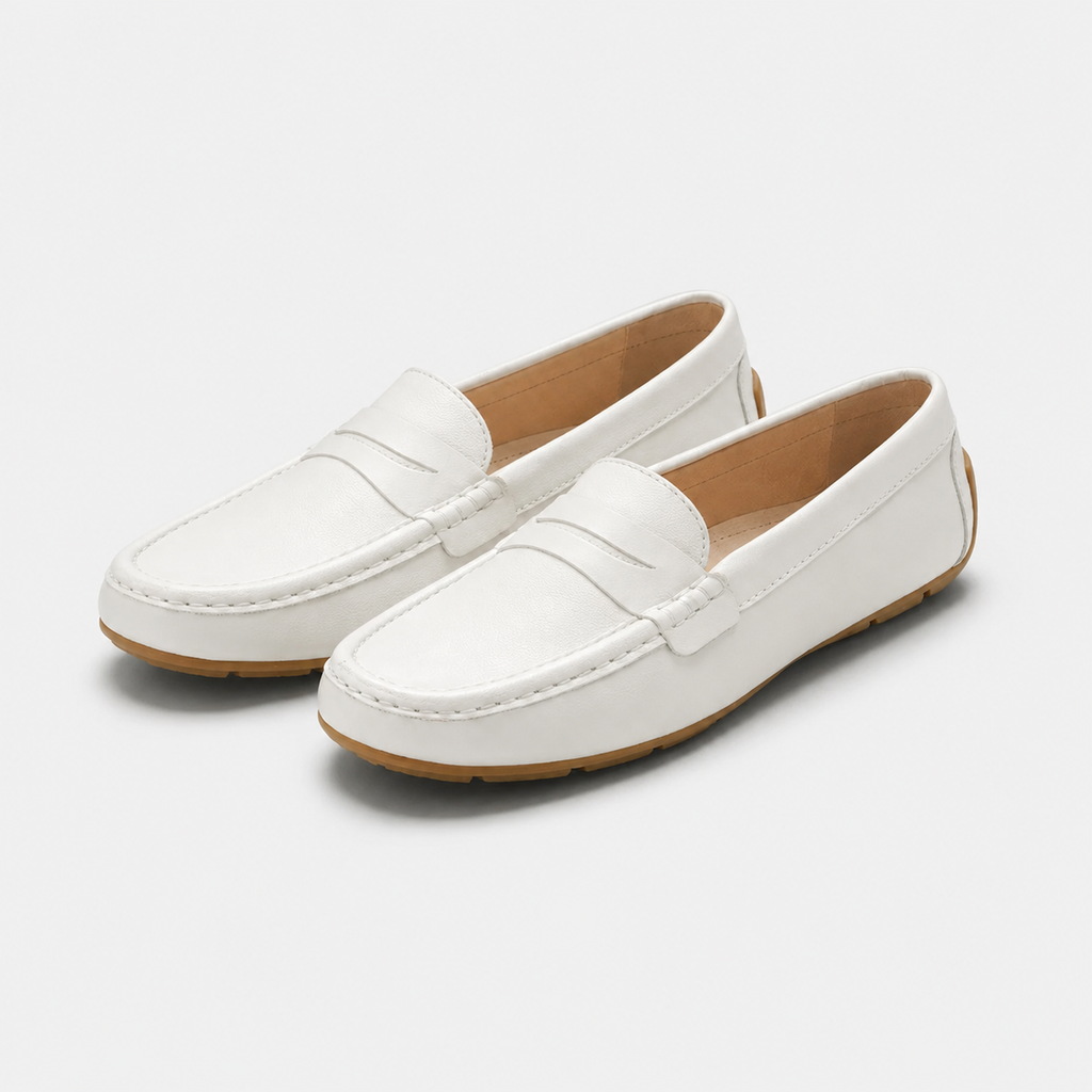 Mocassin Cuir Mat Blanc Femme | Rebecca