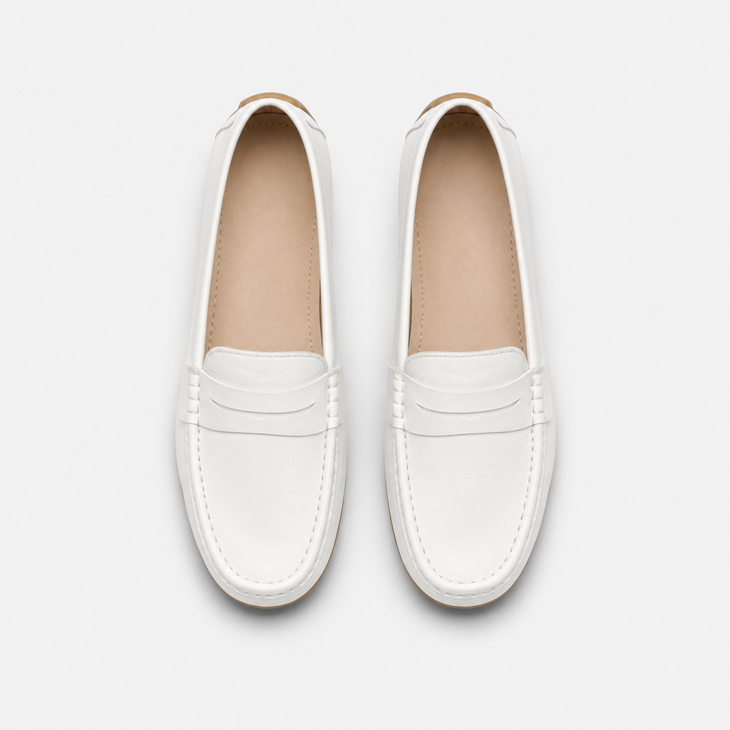 Mocassin Cuir Mat Blanc Femme | Rebecca