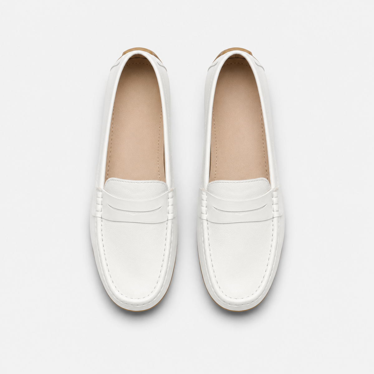 Mocassin Cuir Mat Blanc Femme | Rebecca