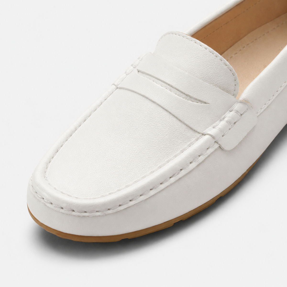 Mocassin Cuir Mat Blanc Femme | Rebecca