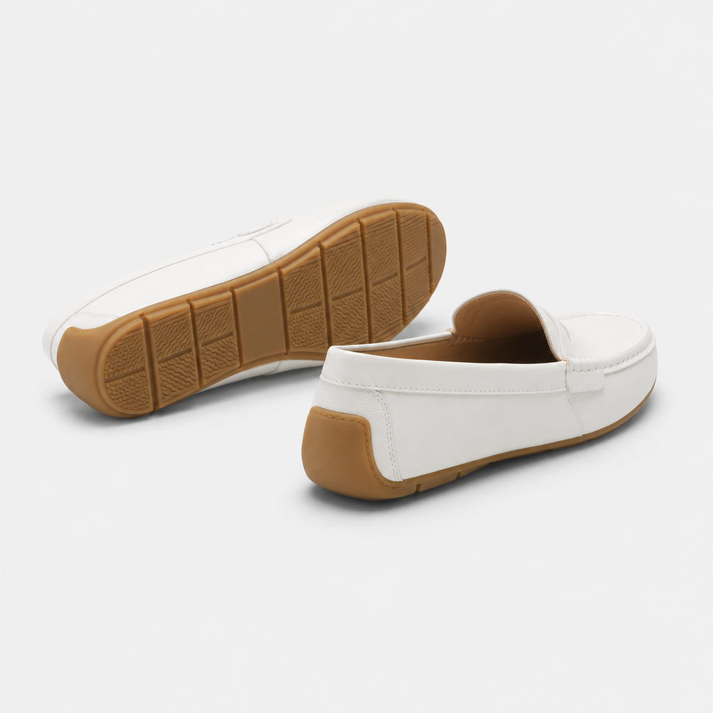 Mocassin Cuir Mat Blanc Femme | Rebecca