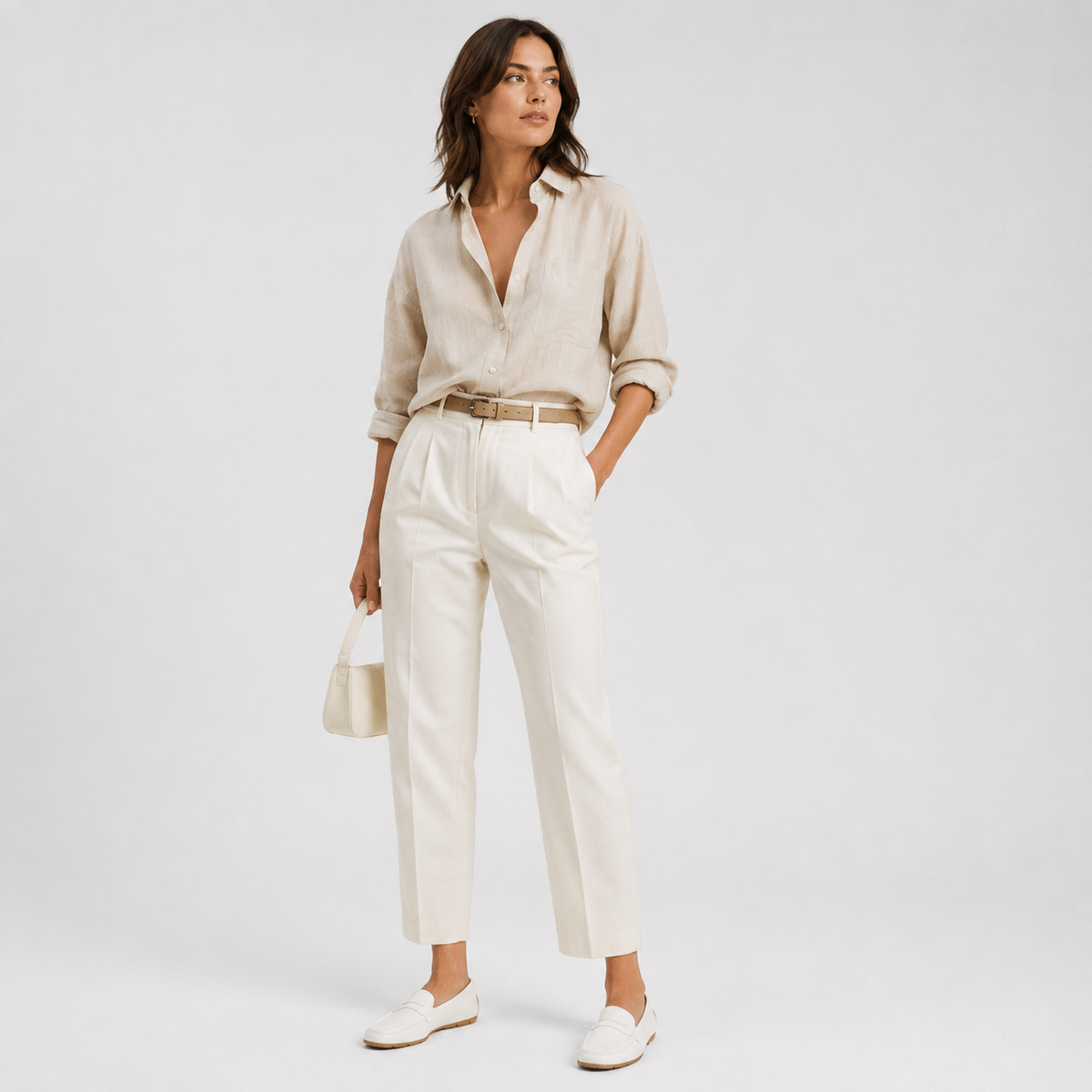 Mocassin Cuir Mat Blanc Femme | Rebecca