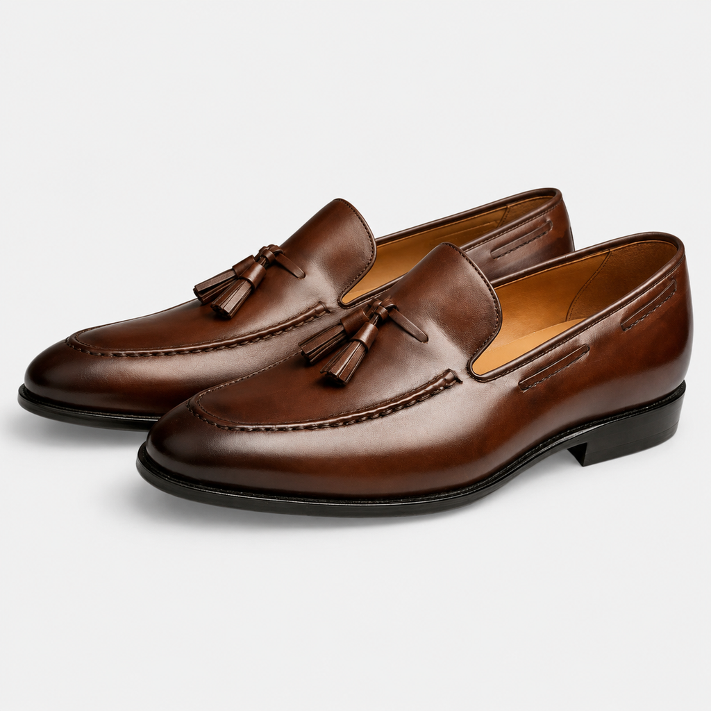 Mocassin Cuir Marron Vernis à Gland Homme | Antoine