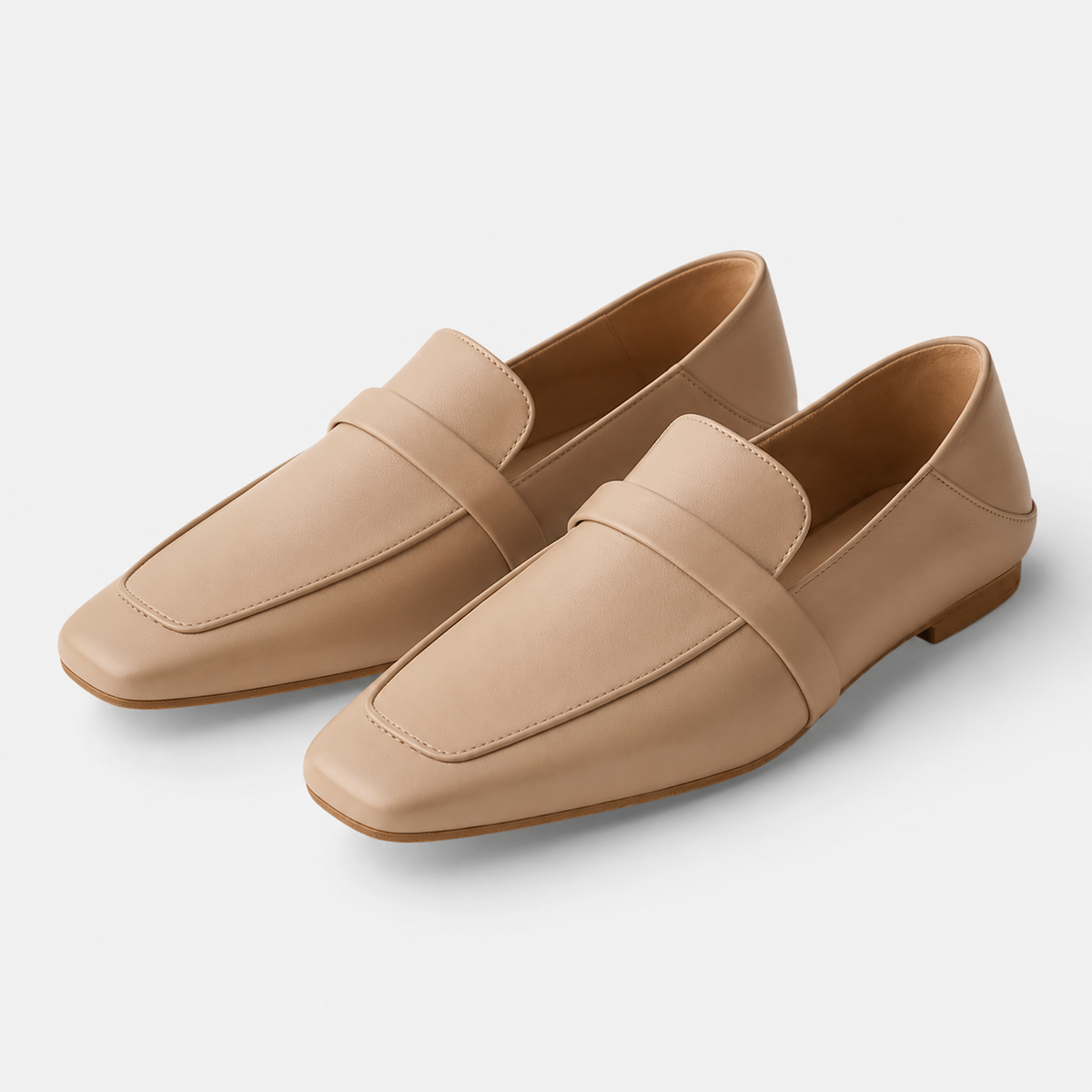 Mocassin Cuir Marron Bout Carré Femme | Florentine