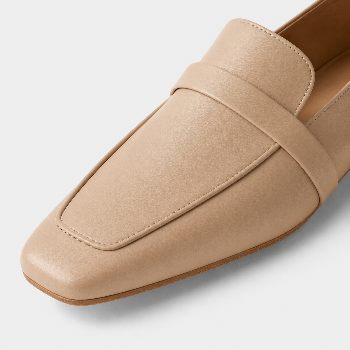 Mocassin Cuir Marron Bout Carré Femme | Florentine