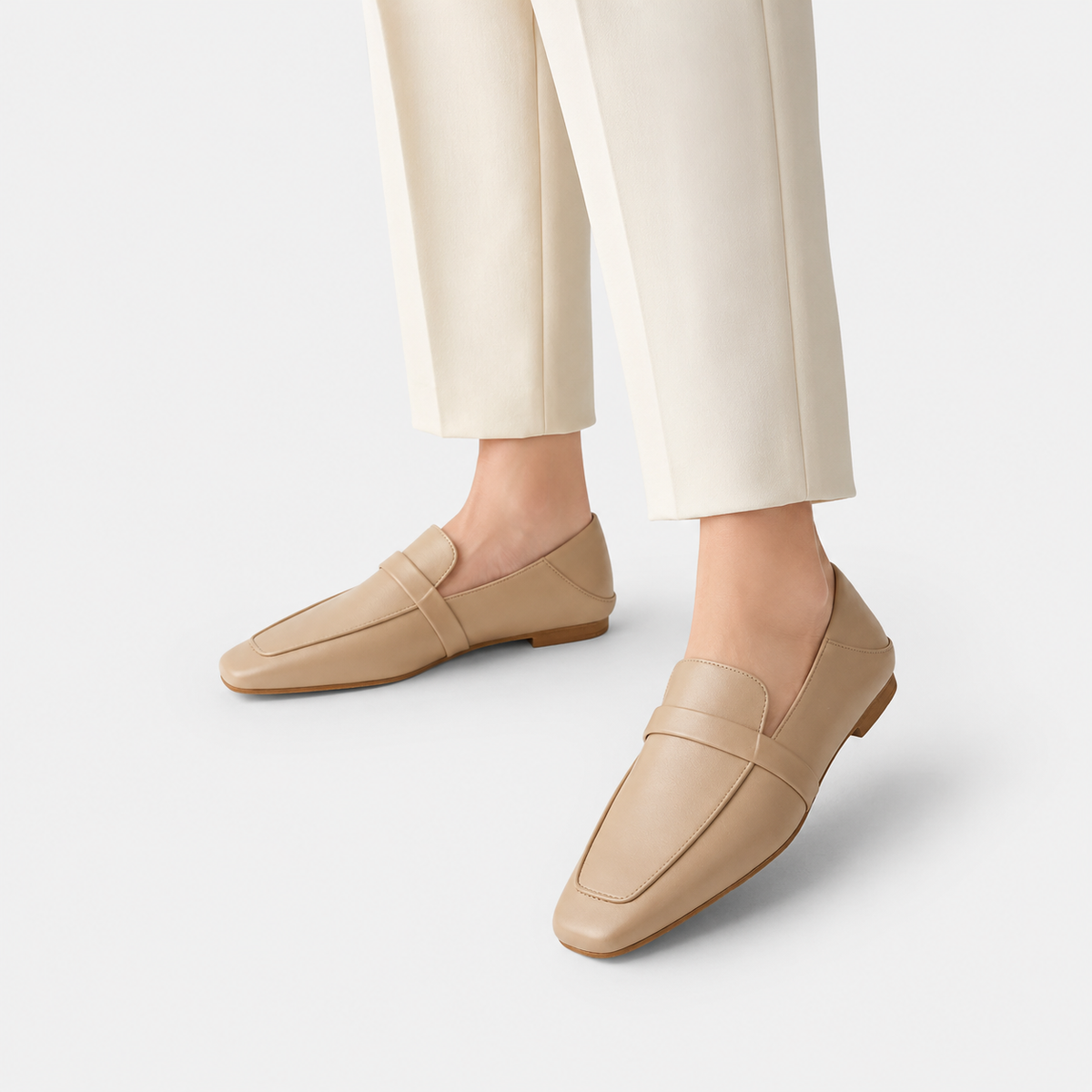 Mocassin Cuir Marron Bout Carré Femme | Florentine