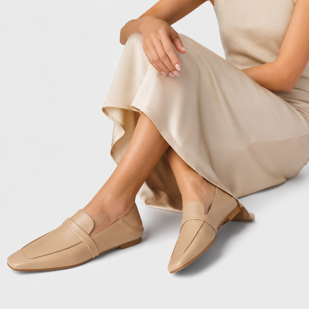 Mocassin Cuir Marron Bout Carré Femme | Florentine