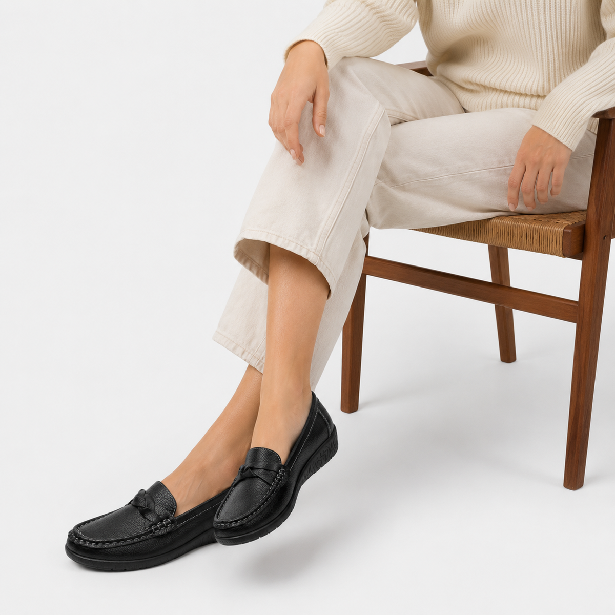 Mocassin Cuir Femme Noir | Zoé