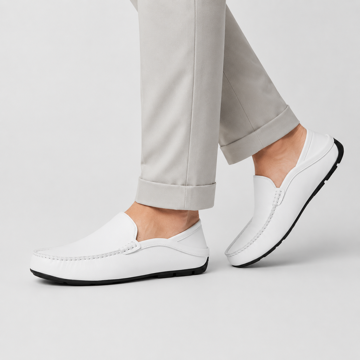 Mocassin Cuir Blanc Homme | Louis