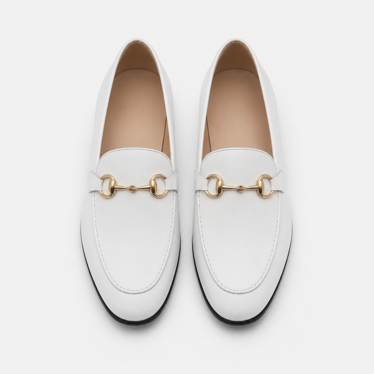 Mocassin Cuir Blanc avec Mors Doré Homme | Jules