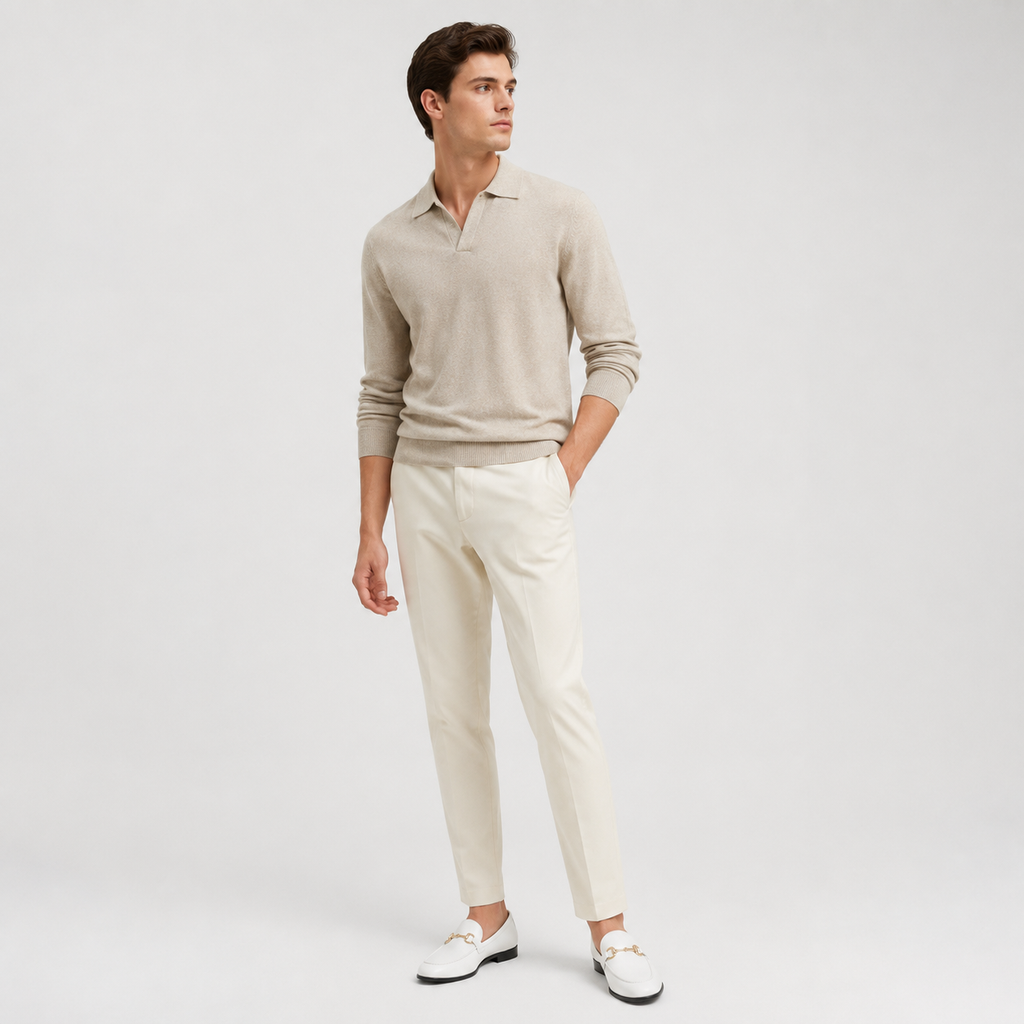 Mocassin Cuir Blanc avec Mors Doré Homme | Jules