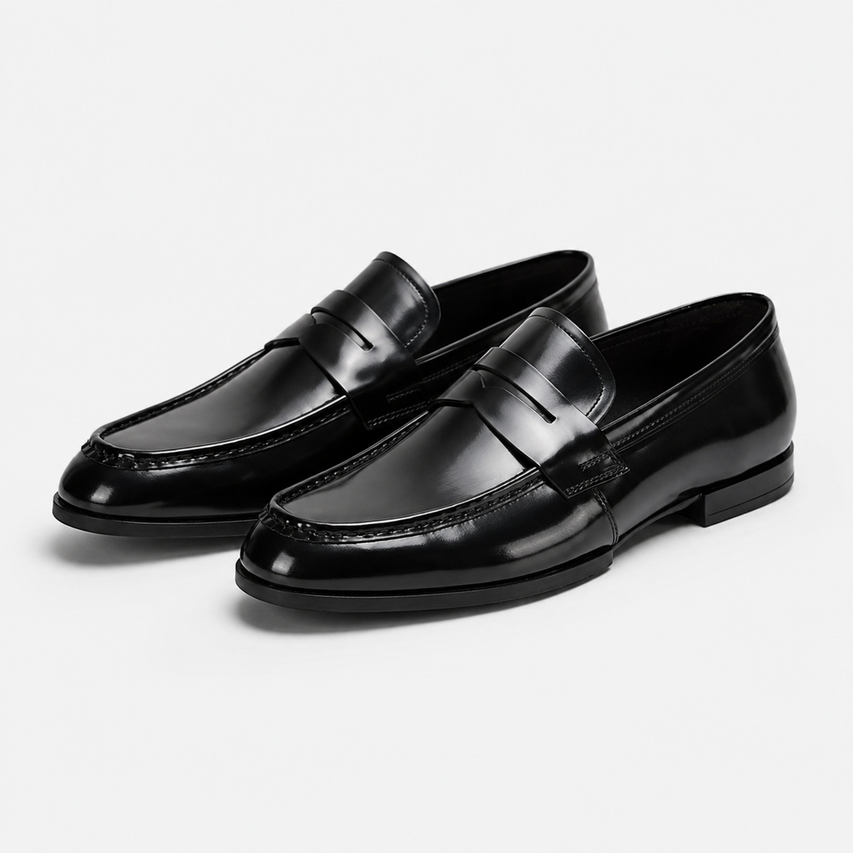 Mocassin Costume Mariage en Cuir Noir Vernis Talon Homme | Victor