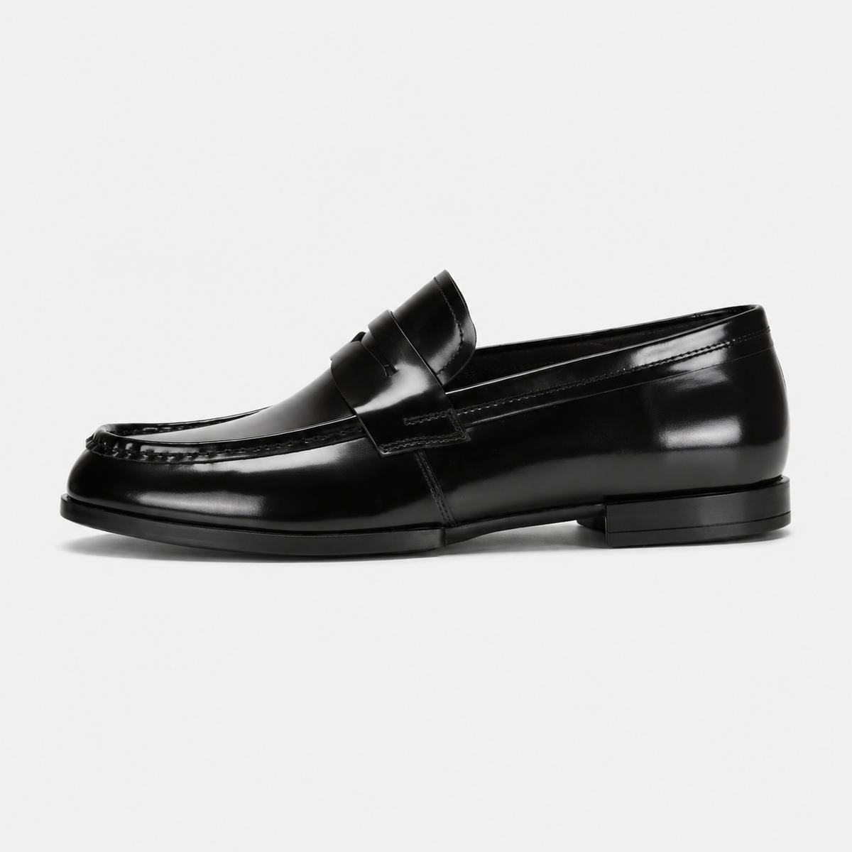 Mocassin Costume Mariage en Cuir Noir Vernis Talon Homme | Victor